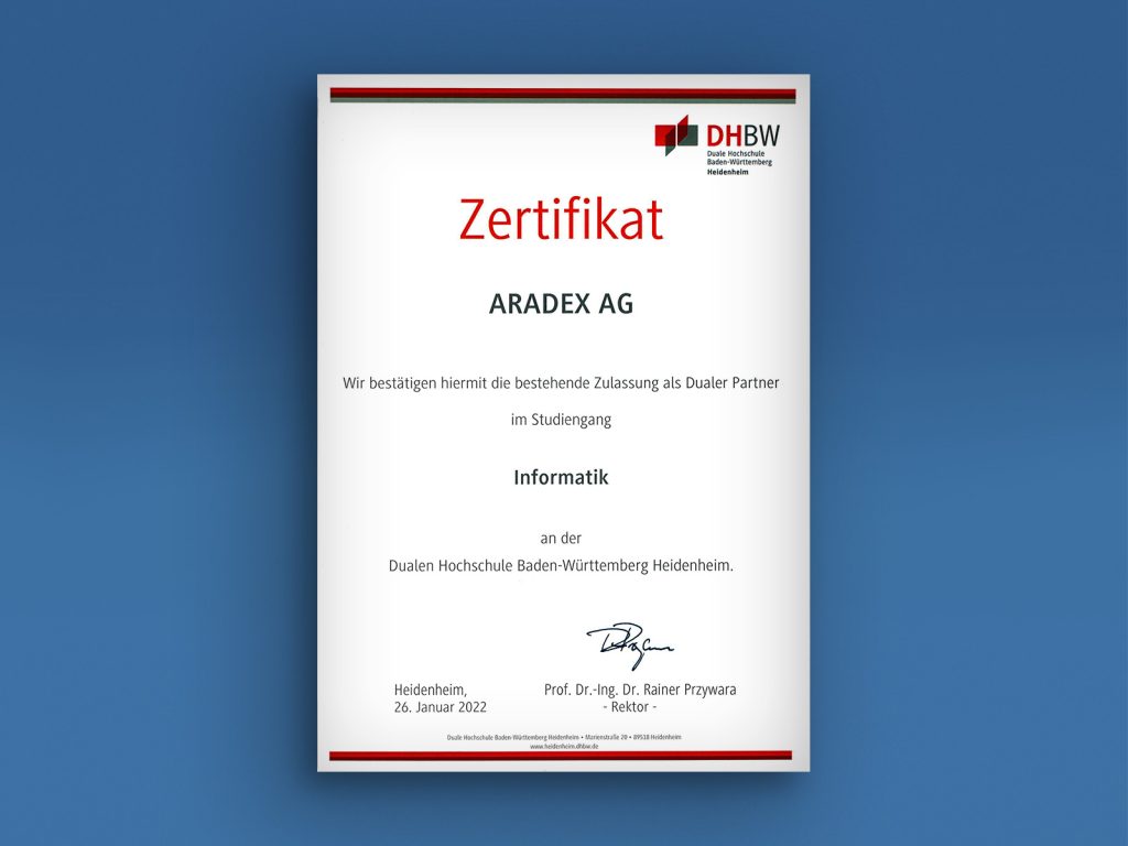 Official certificate of the DHBW Heidenheim